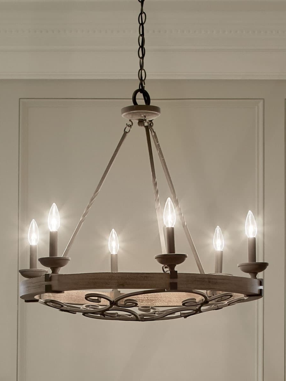 Kichler Taulbee 6-Light Chandelier Weathered Zinc Rustic Farmhouse 43823WZC